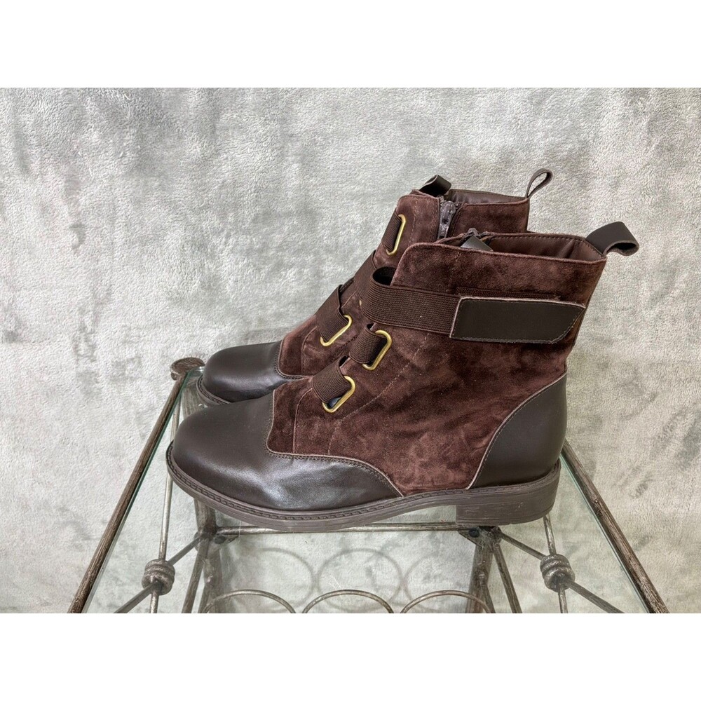David Tate Size 8.5 WW Leather Suede Combat Boots NWOT Club Water-resistant BRN.